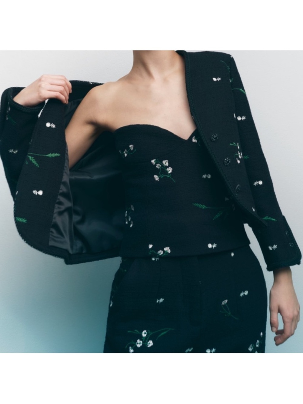 Zara Embroidered Strapless Floral Bustier - Picture 2 of 6